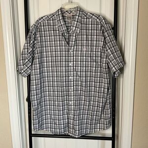 Cinch Men's Black and White Plaid button up short sleeve Shirt size large